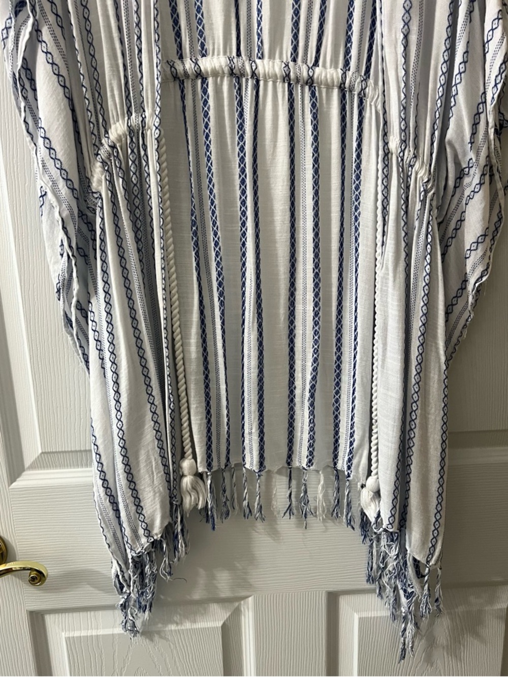 Blue Island Fringe Kimono Shawl Cover-Up - Picture 5 of 7